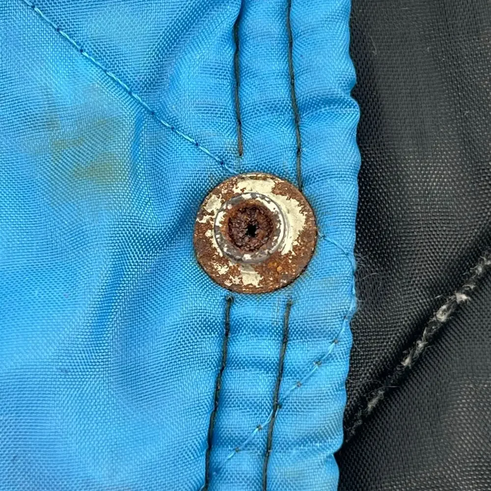 70s blue quilted nylon jacket 1970s vintage